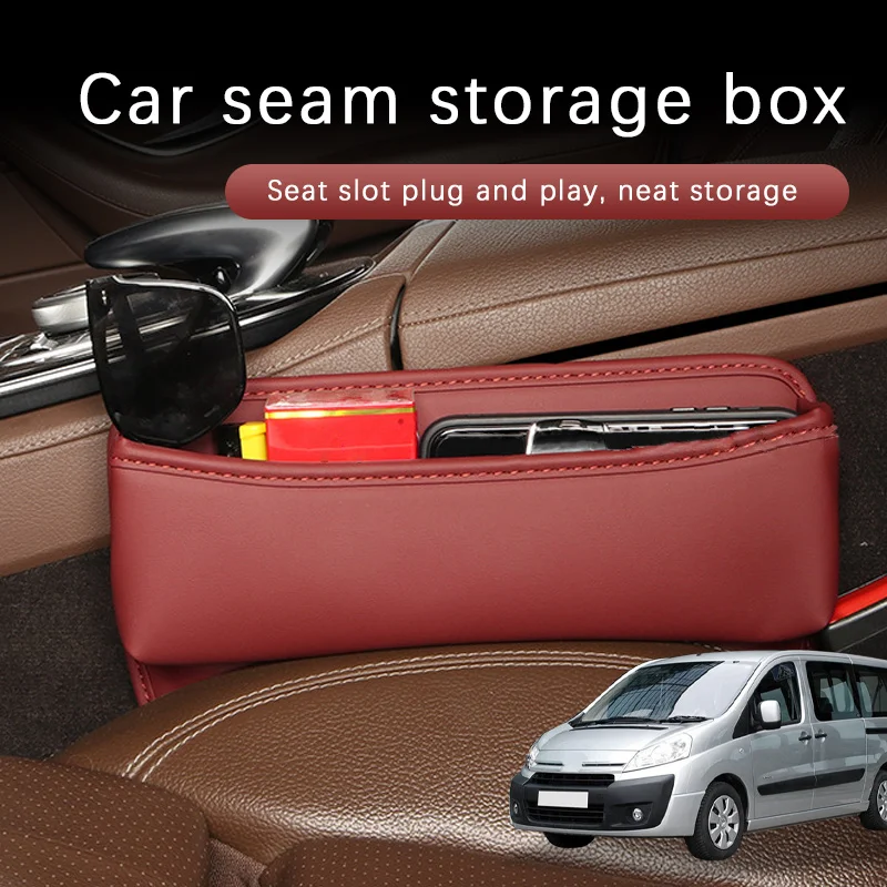 Car Seat Gap Slot Storage Box Bag Car Interior Storage Pocket Leather Car Accessories For Citroen Jumpy