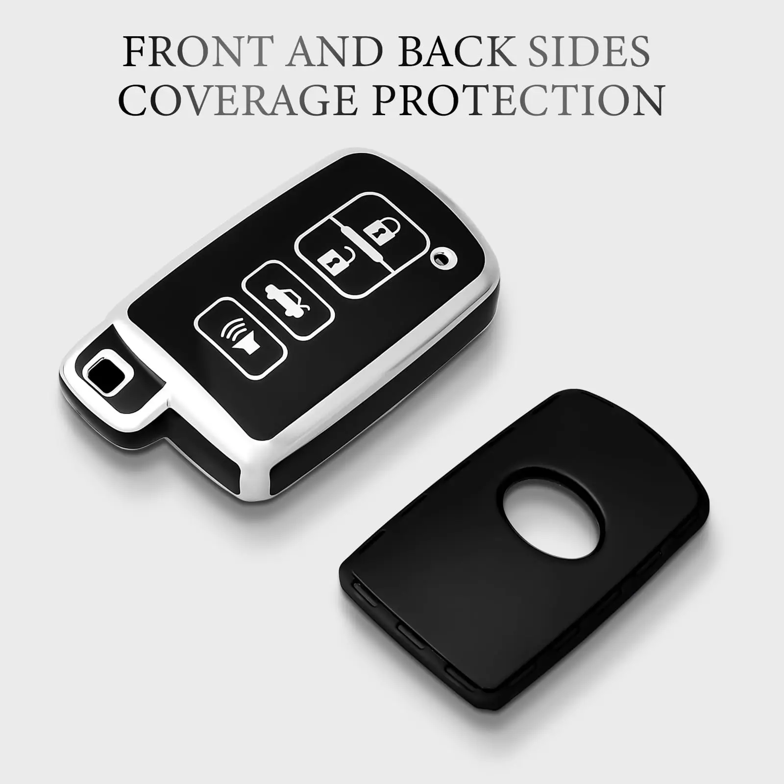 Key Fob Case Cover Holder Keychain for Toyota Tundra Tocoma Sequoia 4Runner Highlander RAV4 Camry Corolla Avalon 4 Buttons