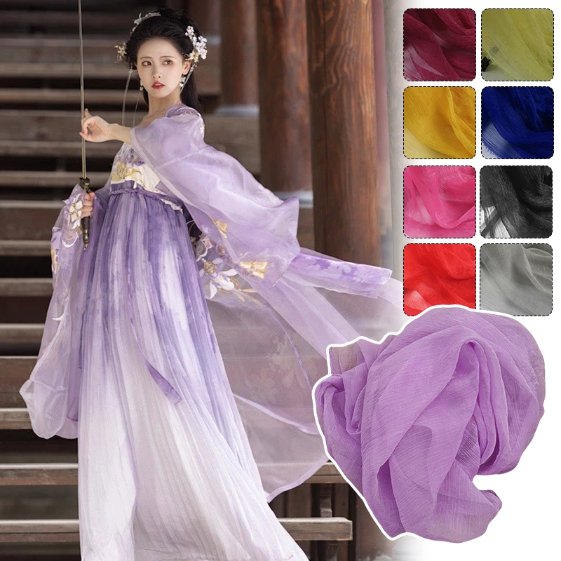 Crinkled Satin Chiffon Fabrics Plain Dyed Brocade Silk Scarf Textile Crepe Charmeuse Material for Ancient Style Skirt Gown