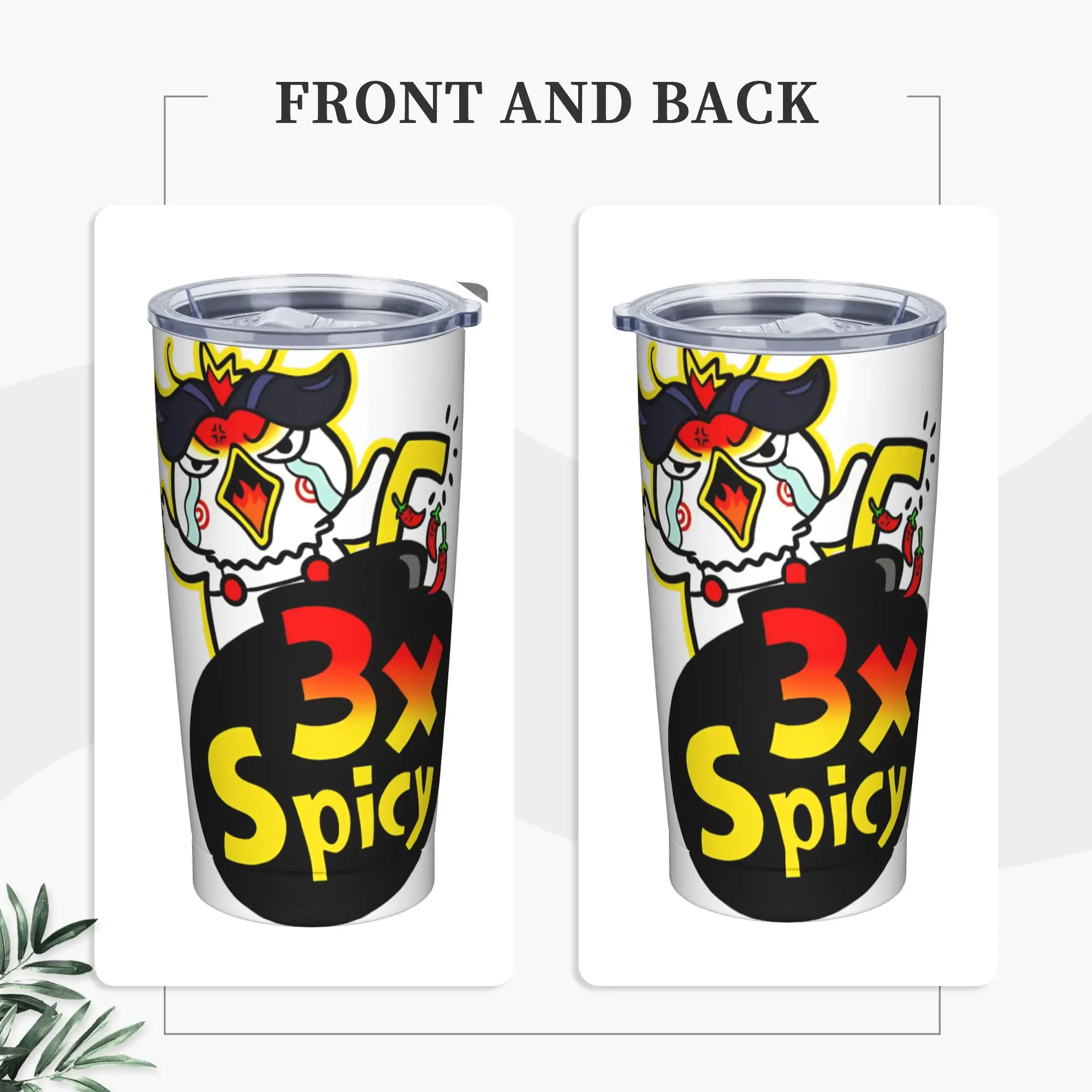 

Stainless Steel Tumbler Buldak Spicy Chicken Mugs Cup With Straws Camping Cold Drink Water Bottle Portable 20oz Thermal Mug