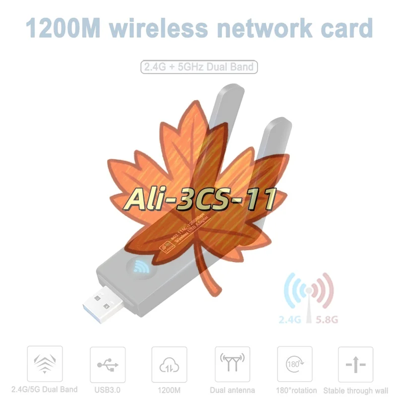 

USB-адаптер Wi-Fi 1200M с поддержкой двух диапазонов 2.4G и 5G, 1200 Мбит/с, сетевая карта Wi-Fi USB, беспроводной приемник-донгл RTL8812 с антенной
