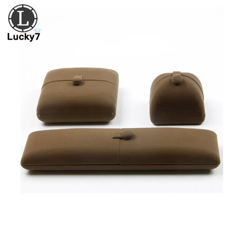 Coffee Double Open Jewelry Box Wedding Marriage Ring Box Birthday Lined Up Gift Box Valentine's Day Birthday Surprise Gift Case