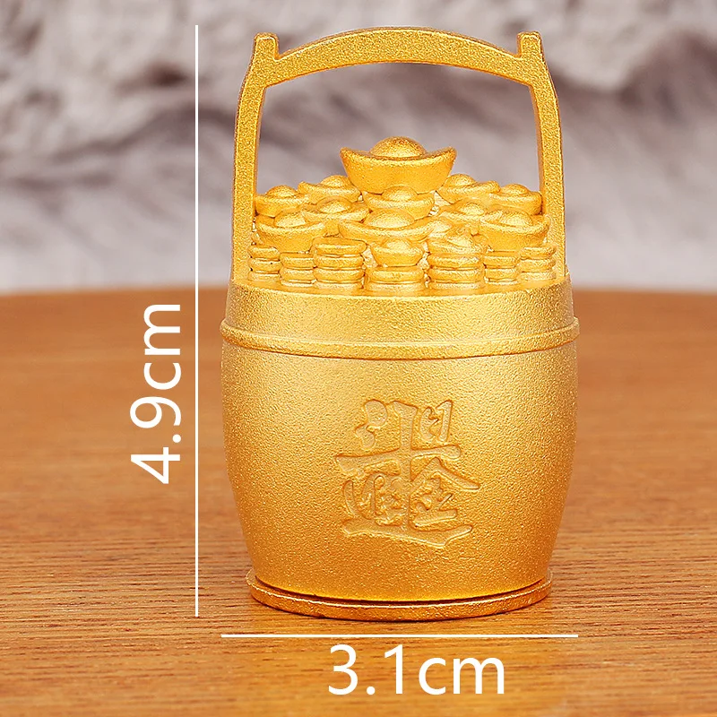 Sand Color Daily Progress of Gold Living Room Office Desktop Decoration Filled with Yuanbao Water Bucket Ornament