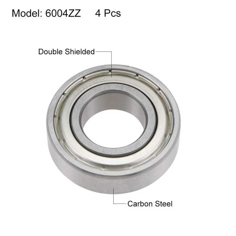6004ZZ Deep Groove Ball Bearings Z2 20mm X 42mm X 12mm Double Shielded Carbon Steel 4pcs