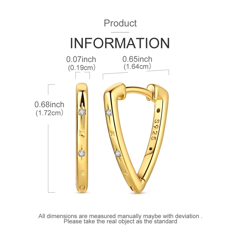 New in 925 Sterling Silver Golden Four Pointed Star Earrings for Women Girl Ear Studs Fine Jewelry Fashion Luxury Anniversary
