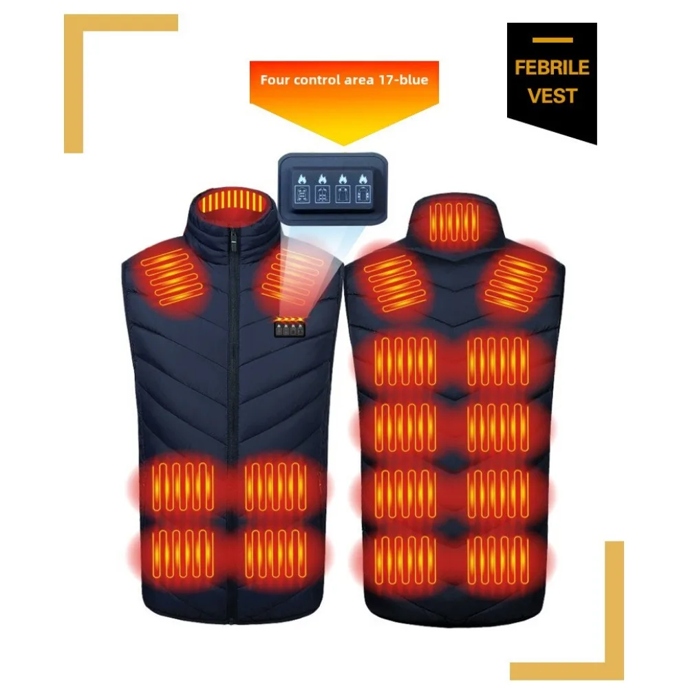 Heating Vest Men's USB Infrared Thermal Jacket Smart Winter Cold-proof Thick Sleeveless Coat Hiking Electric Heated Equipment