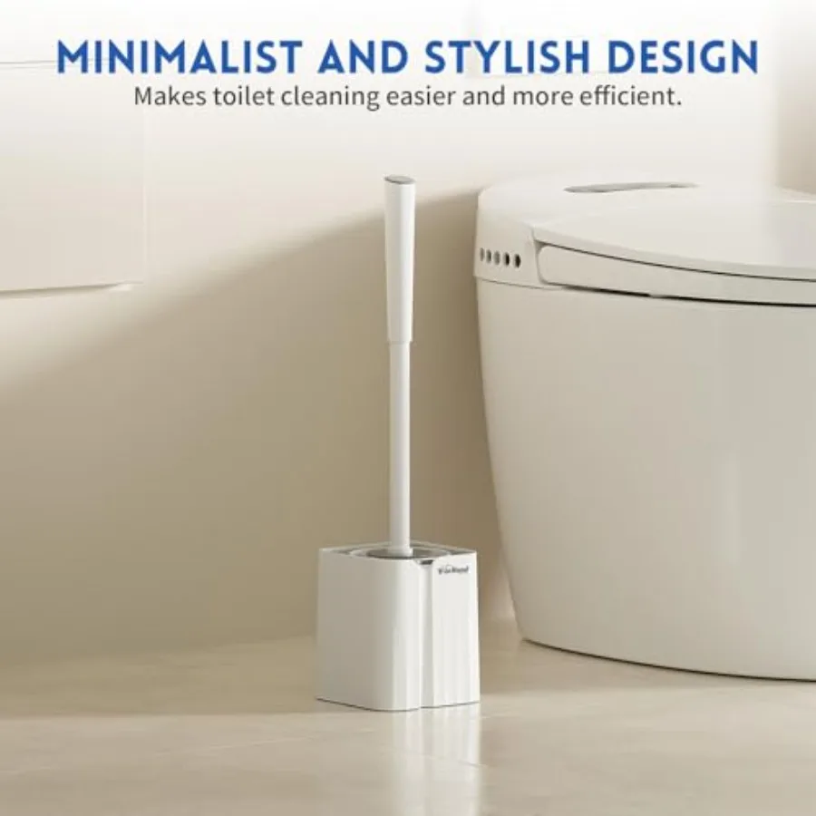 Toilet Bowl Brush and Holder Set, Compact Toilet Scrubber Brush for RV and Bathroom Cleaning, Durable Classic 360°PP Bristle, D view 2