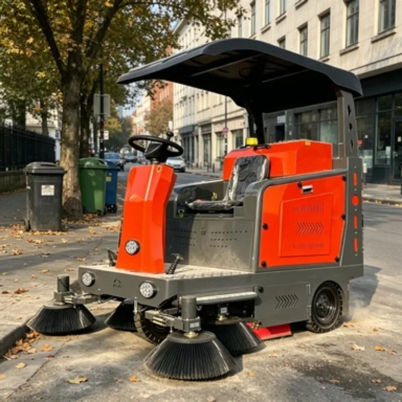 fully electric commercial road sweeper with dry and wet sweeping function automatic ride on street sweeper tractor road sweeper