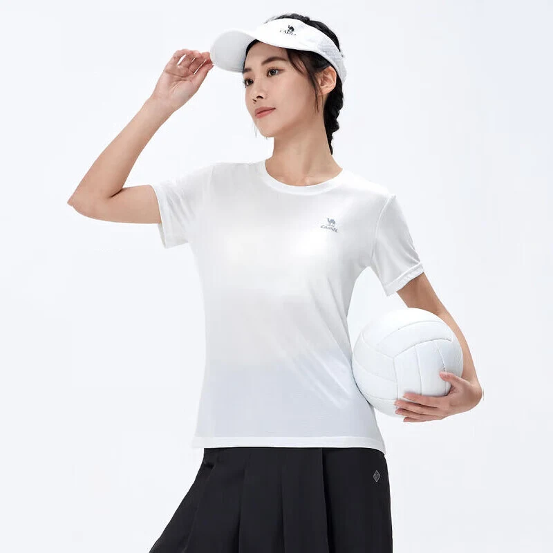 GOLDEN CAMEL Women\'s T-shirts Moisture-absorbing Quick-dry Cotton t-shirt Short-sleeved Shirts Round Neck Sports Top Breathable