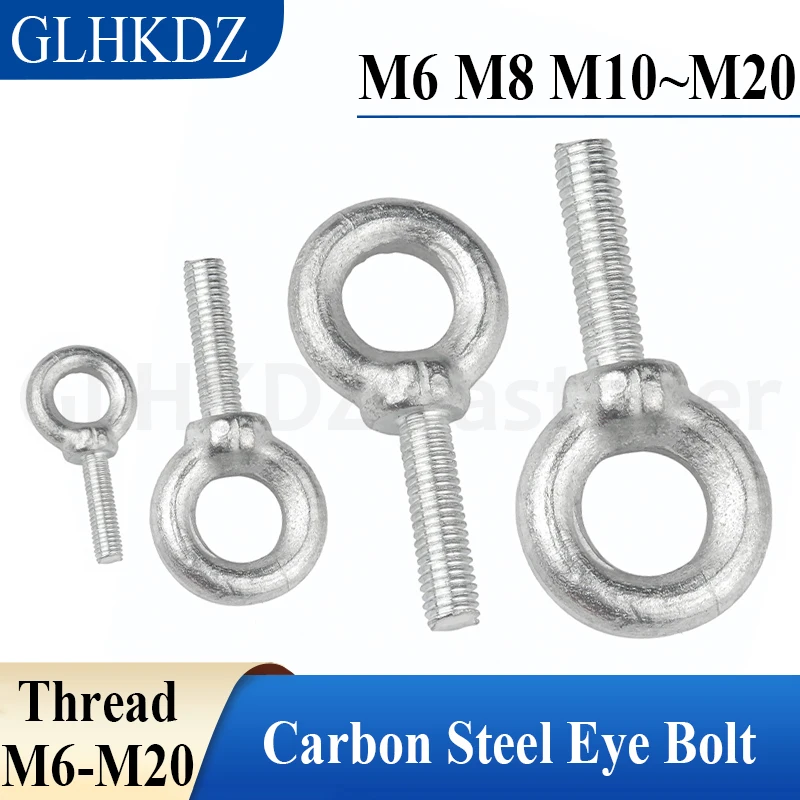 

M6-M20 Galvanized Carbon Steel Eye Bolt Marine Lifting Eye Screws Ring Loop Hole For Cable Rope Eyebolt