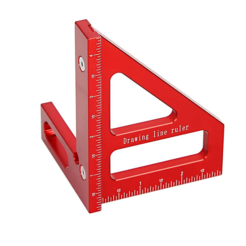 90° 45° Aluminum Alloy Measuring Tool High-precision Bevel Woodworking Triangle Ruler Protractor Right Angle Scale Marking Tool