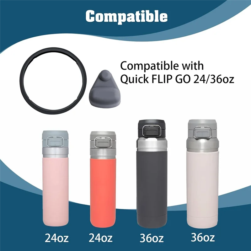 

Silicone Replacement Stopper And Replacement Gasket, For Stanley Quick FLIP GO 24/36Oz Water Bottle Lid-B61B