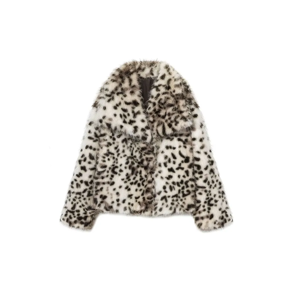 

Autumn and winter new women's clothing French fashion animal print synthetic fur jacket jacket