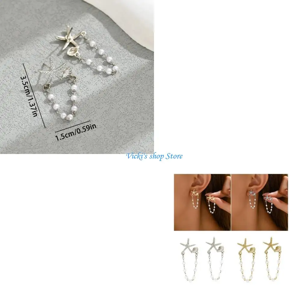 Delicate Sea Star Shell Earrings Gold Plated Fashion Accessories for Beach Parties and Casual Occasions