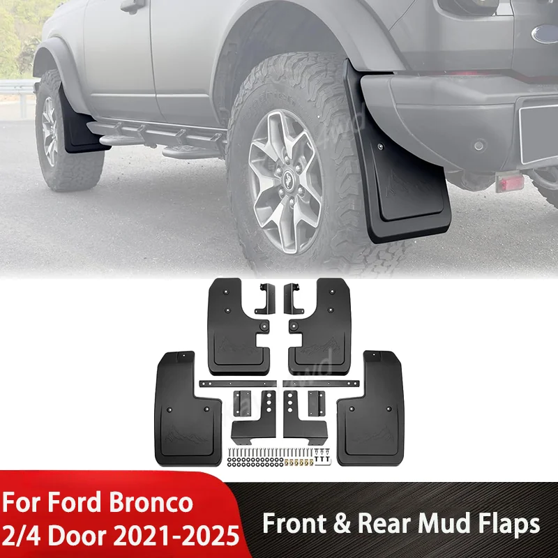 

Off Road 4x4 Exterior Accessories Mud Flaps Mudguard Fender Front & Rear For Ford Bronco 2/4 Door 2021-2025 No Punching Required