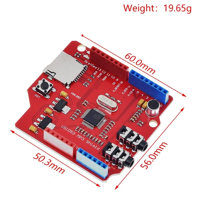 1/2/5pcs VS1053 Stereo Audio MP3 Player Shield Record Decode Development Board VS1053B Module With TF Card Slot For Arduino