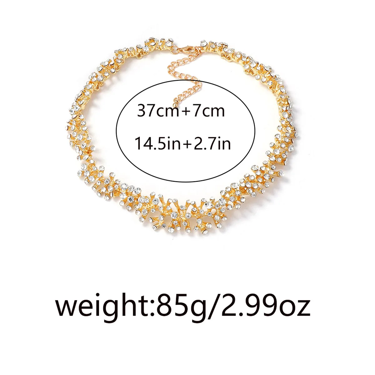 2026 Vintage Unregelmäßige Metall-Halskette mit Strasssteinen in Blattform für Damen, Statement-Schmuck, Halsaccessoires – Detail 1