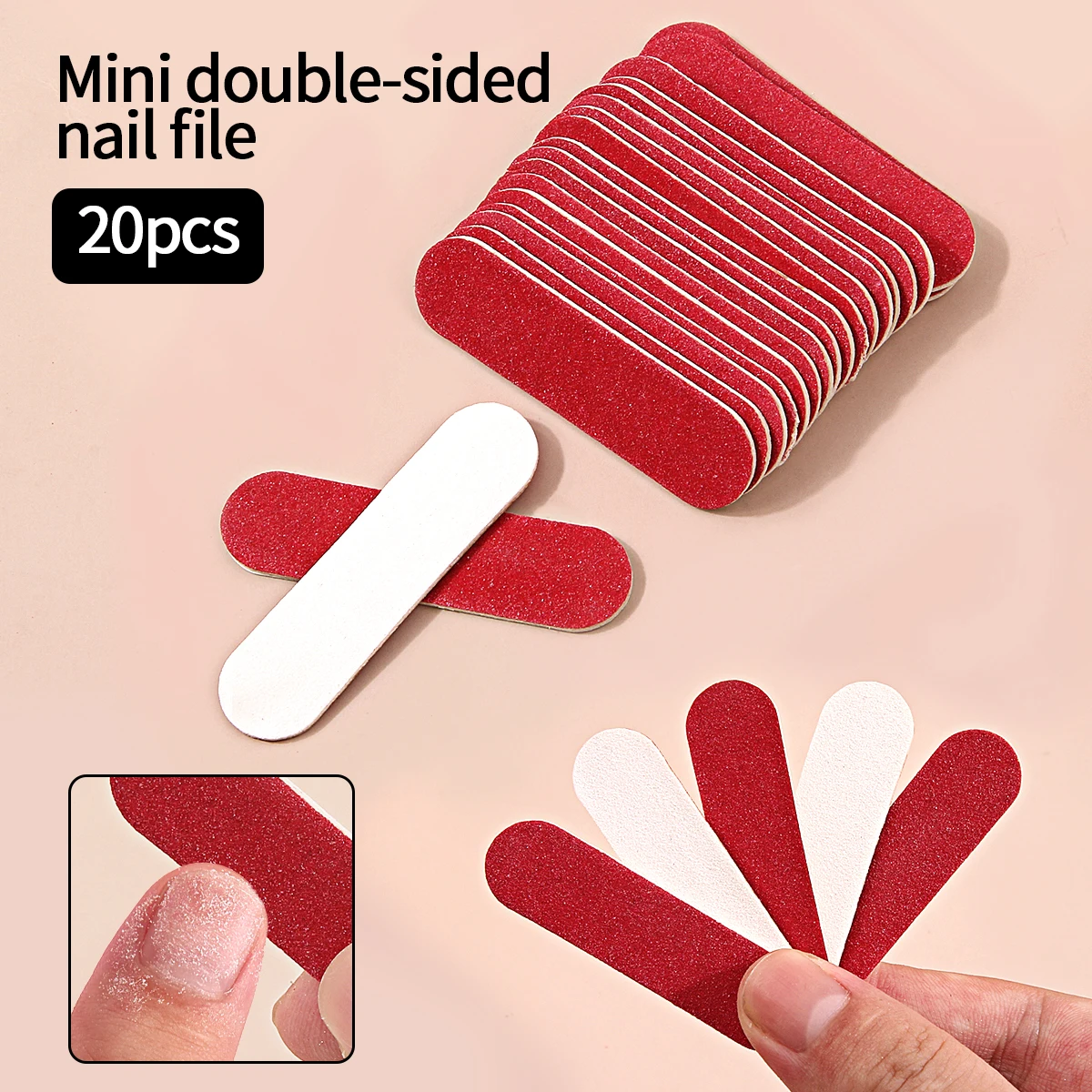 20Pcs Double Side Nail Files Mini Sanding Buffer Block Set For Gel Polish Manicure Pedicure Salon Nail Art Tool