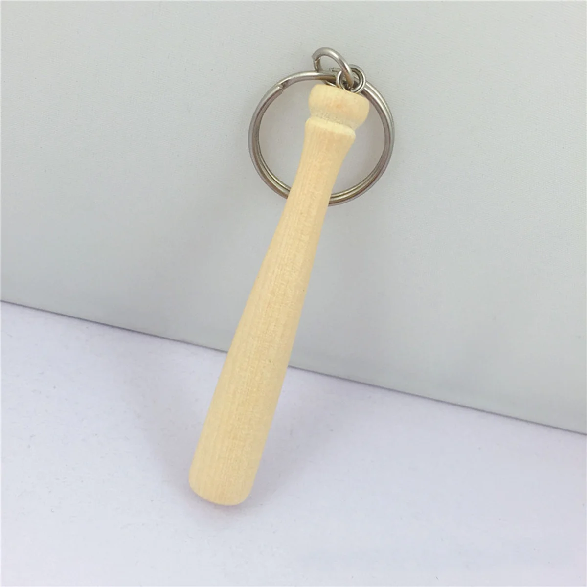 

2 Pcs Baseball Wooden Club Keychain Decor Metal Hanging Creative Bar Keyring Man