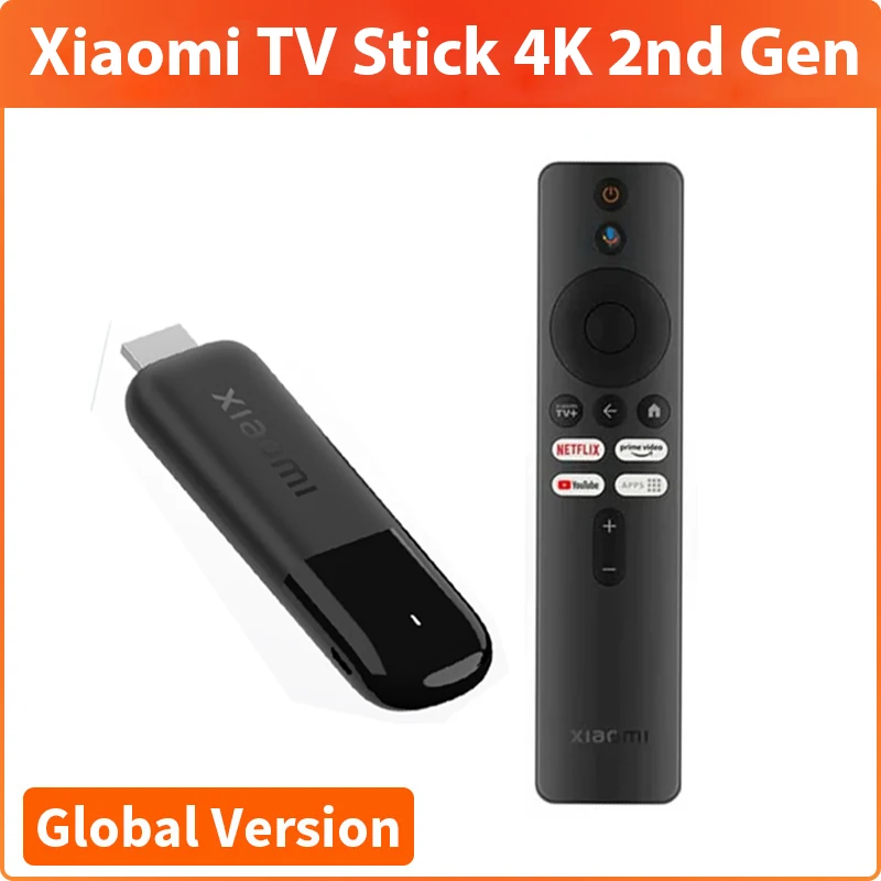 Xiaomi Mi TV Stick 4K 2-го поколения, глобальная версия, 8 ГБ ПЗУ, четырехъядерный процессор, Bluetooth, портативное потоковое мультимедиа, DTS HD-видео 5,2 Dolby Vision