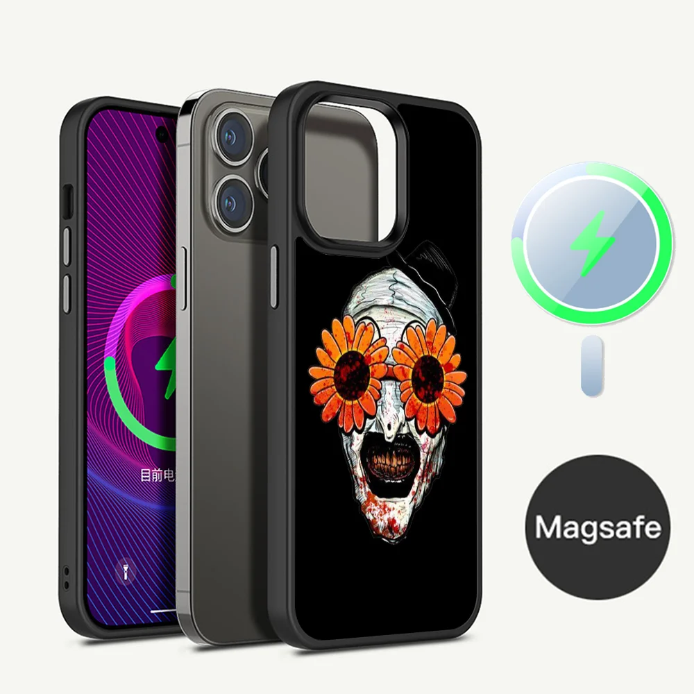 Horror Movie Terrifier Phone Case Magnetic Case For iPhone 16 14 13 12 11 15 Pro Max Plus For Magsafe Wireless Charge Cover