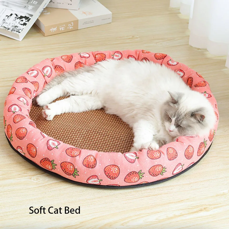 

Soft Cat Bed Cute Puppy Cushion Round Warm Small Animals Sleeping Basket Comfortable Touch Pet Mat Lightweight Dog Nest