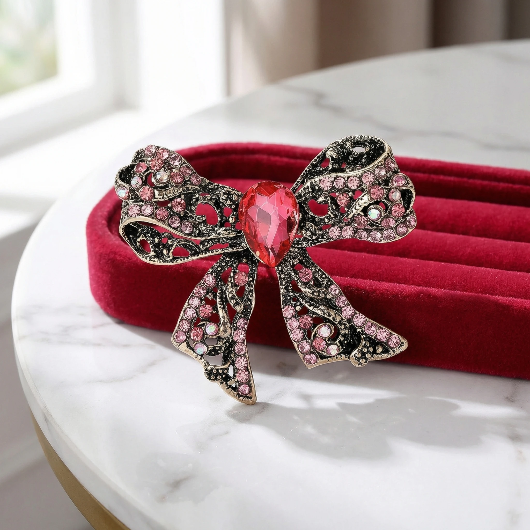 Classic Vintage Bowknot Brooches For Women Unisex Rhinestone Pearl Bow Party Casual Brooch Pins Gifts