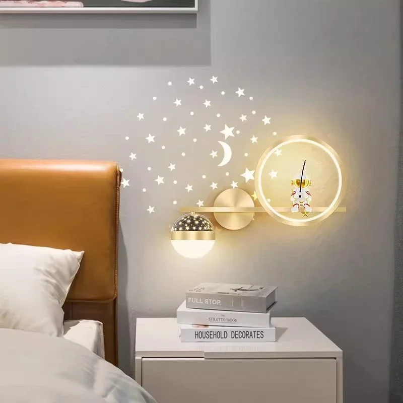 Imagem -02 - Lâmpada de Parede Led Moderna para Crianças Projetor Estrela Iluminação Decoração Quarto Criativo Sconce Espaço Astronauta Parede Luz Ac85265v