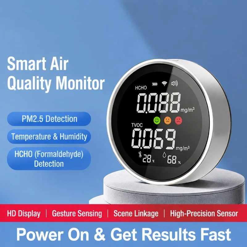 4-in-1 Air Quality Detector Formaldehyde CO2 Monitor Dust Particle Counter Multifunctional Indoor Testing Equipment Detect HCHO