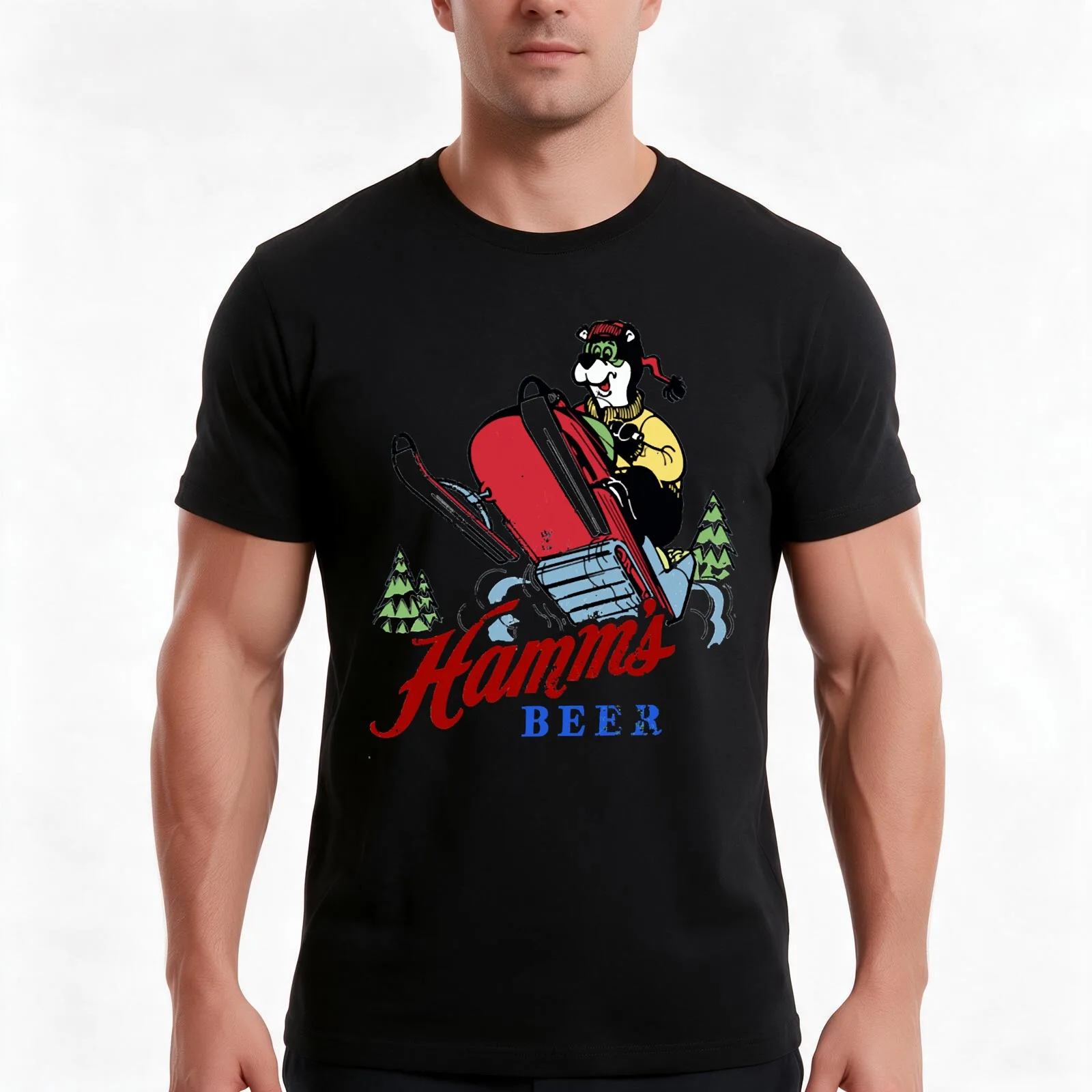 Hamms Beer Snowmobile T-Shirt Summer Casual Cotton Tee Oversized Streetwear Tops Vintage Graphic Print Unisex Men Women