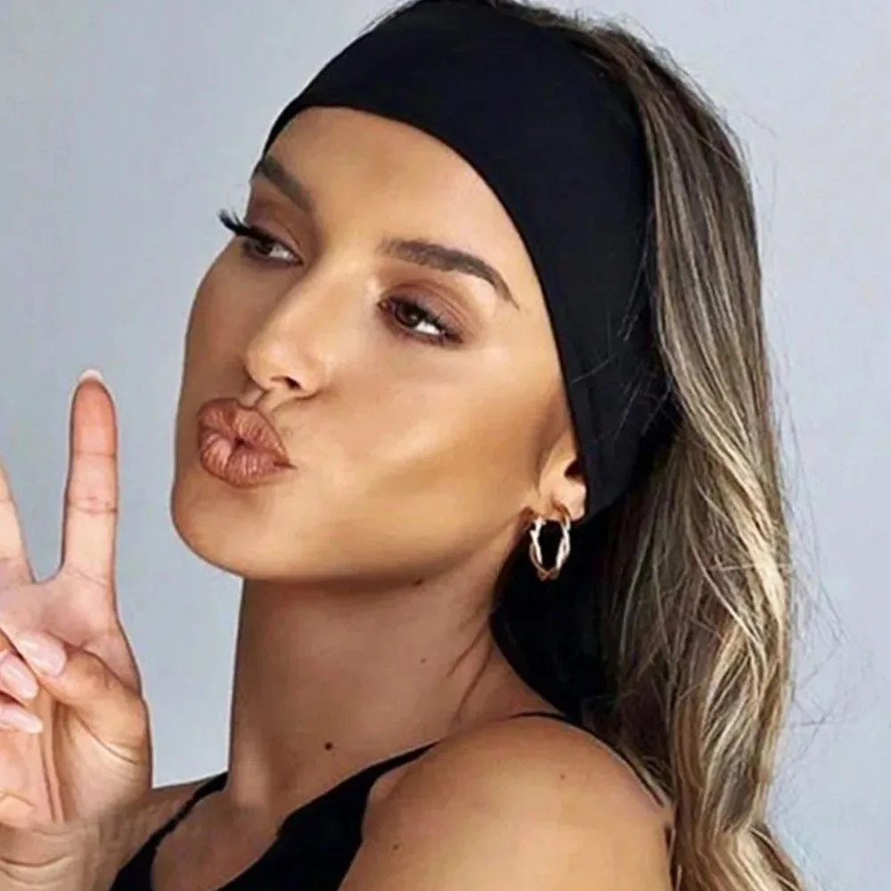 Bandas Elásticas para el Cabello de Color Sólido, Diademas Deportivas, Accesorios para el Cabello Resistentes al Sudor para Mujeres, para Correr, Fitness, Yoga y Maquillaje