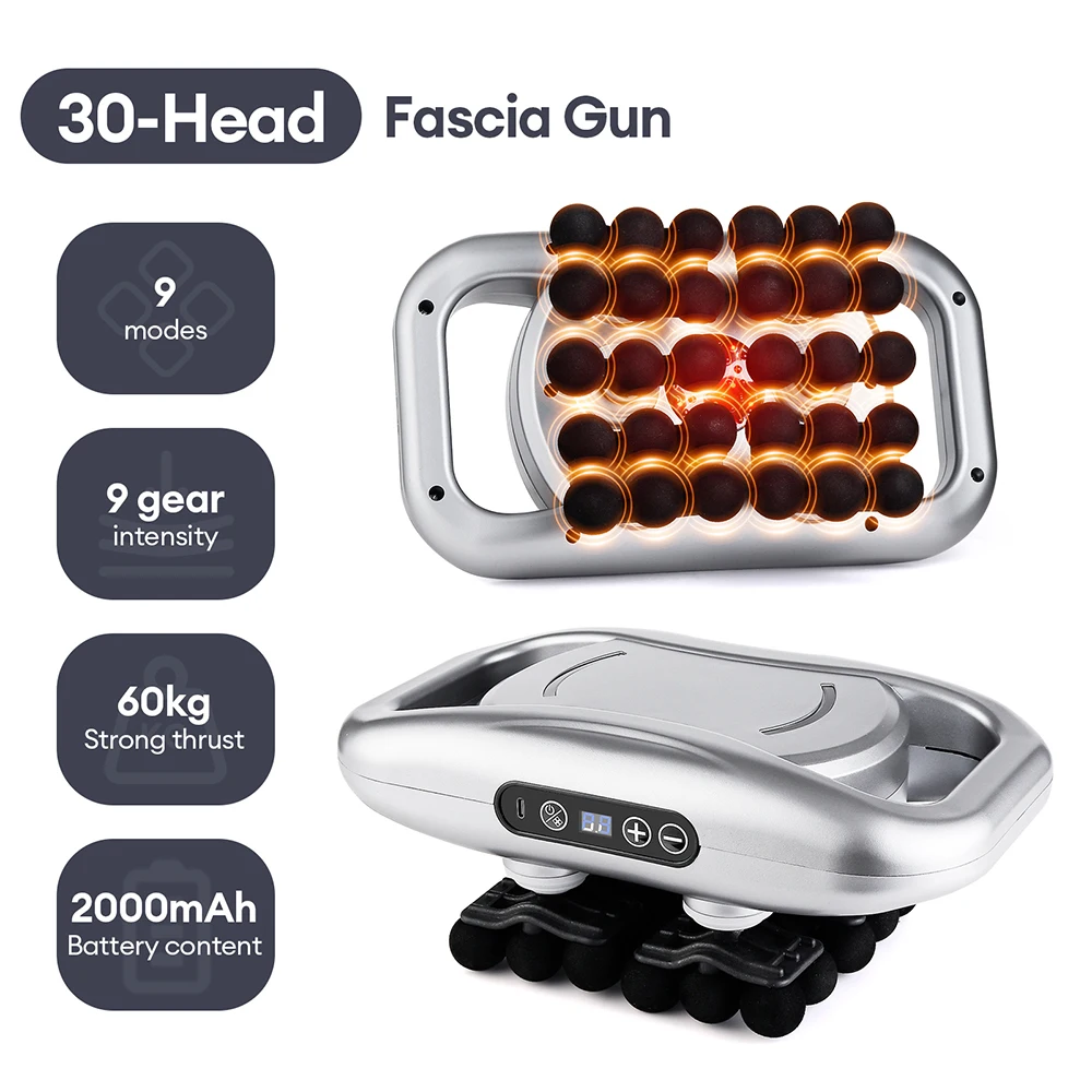 42-Heads Fascia Gun Hoogfrequente Trillingen Lichaamsmassage Gun Rug- en Taille Massager Nek Schouder Massager Spier masajeador