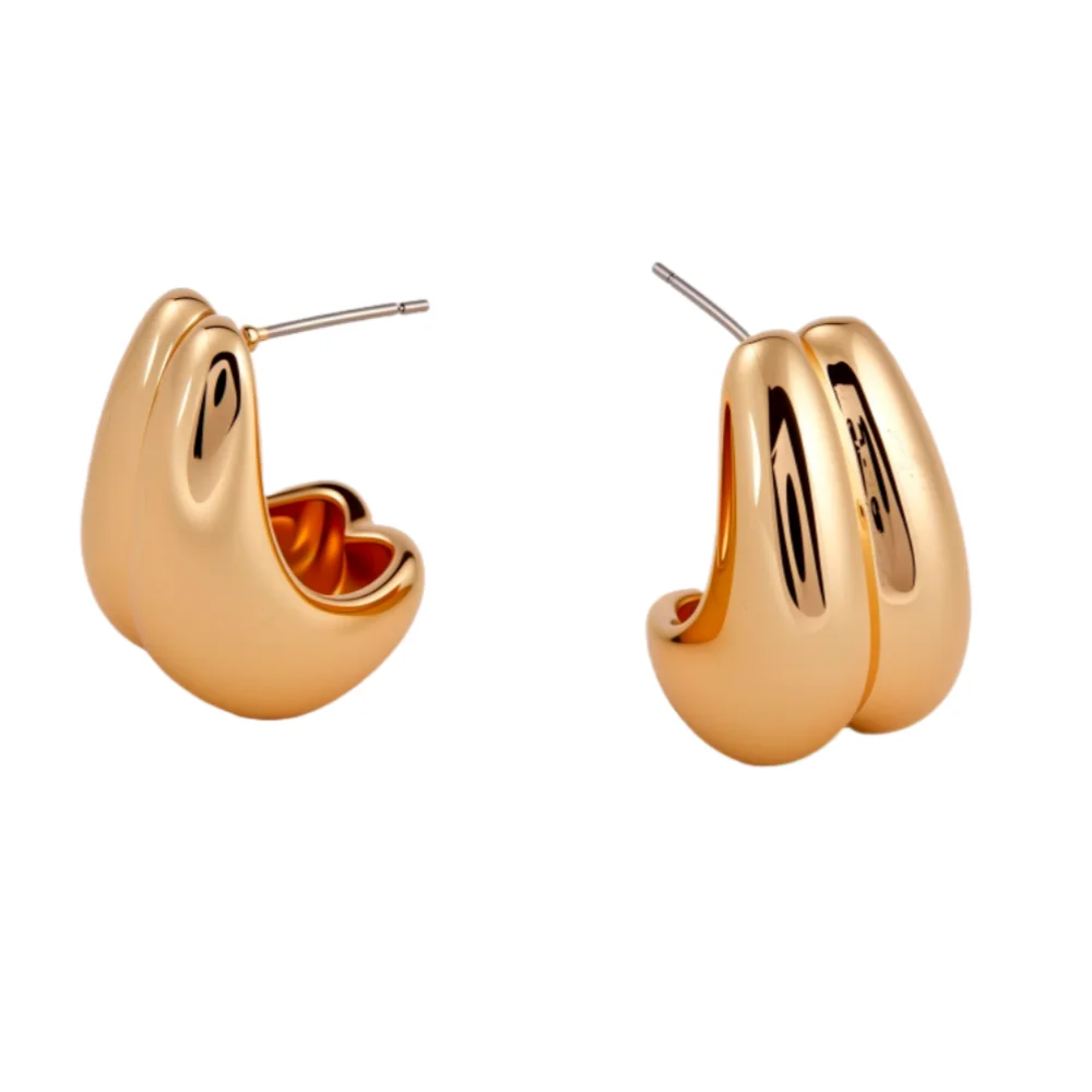 

LESHORE 2025 new retro fashion double C-shaped earrings simple and personalized party jewelry gifts