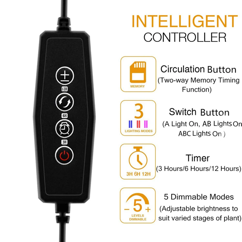 Imagem -04 - Espectro Completo Crescer Lâmpada para Plantas de Interior Temporizador de Exibição Clipe de Mesa Luz Crescente Suculentas Crescimento de Flores