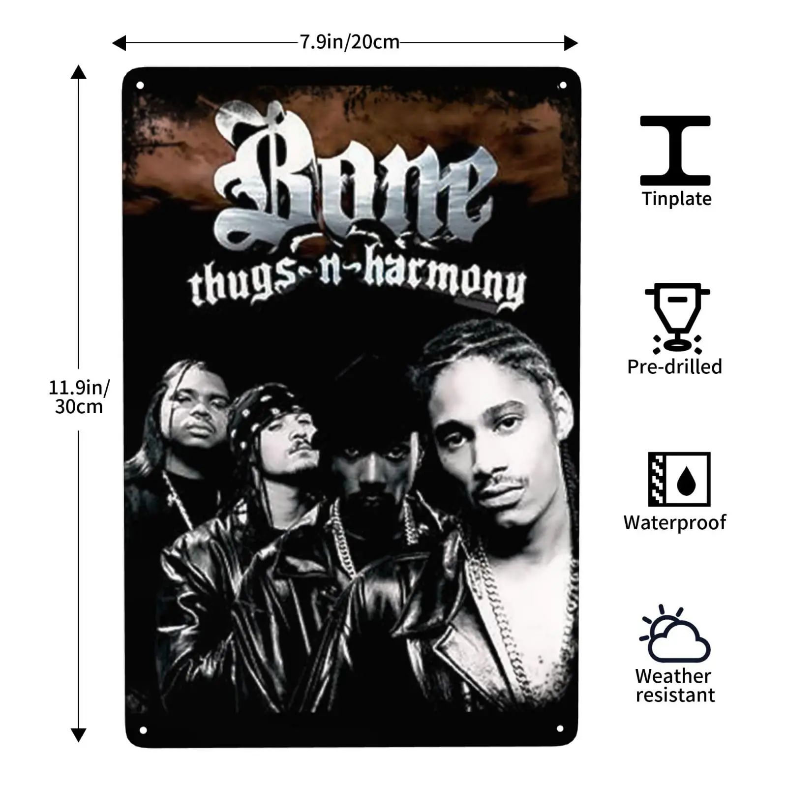 Bone Music Thugs N Harmony Band Metal Tin Sign Decor Poster Plaque for Home Garden Farmhouse Country Cafe and Pub Wall Decor es