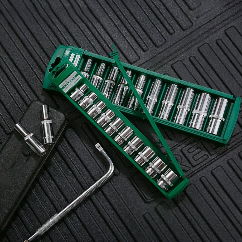 

Hex Socket Wrench Head Set 1/4 Short Long Socket Deep Nut Driver Sleeve Spanner End Ratchet Tool With Holder