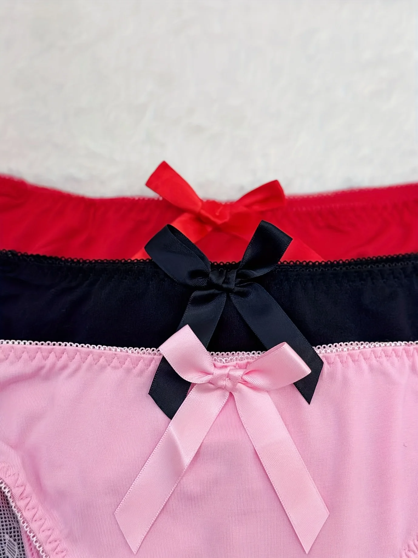 Calzoncillos de encaje sexy para mujer, talla grande, paquete de 3 unidades, con lazo, diseño floral, tejido de malla, suaves, cómodos, ideales para el uso diario.