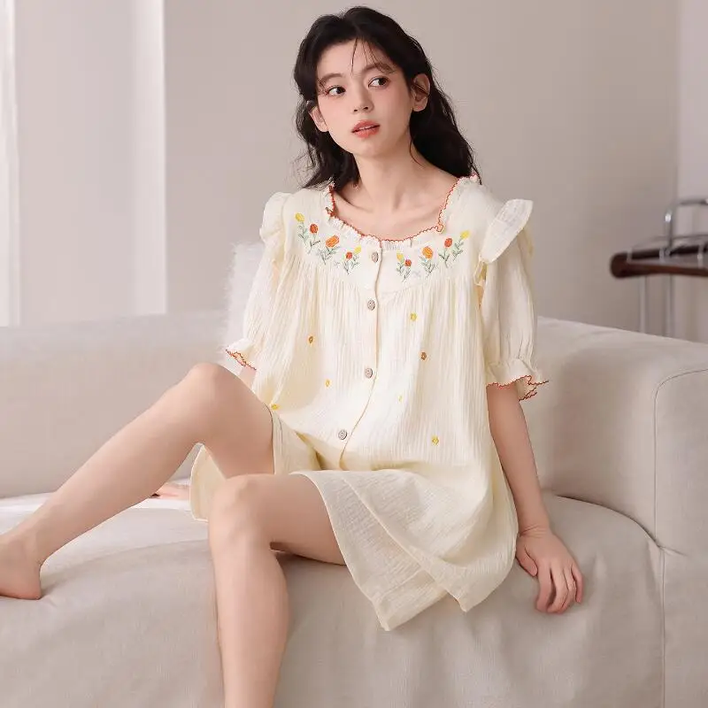 

Cute and Sweet Girls' Short Sleeved Home Clothes Summer New Fashion Teenagers' Loose Casual Tops Comfortable and Soft Pajamas