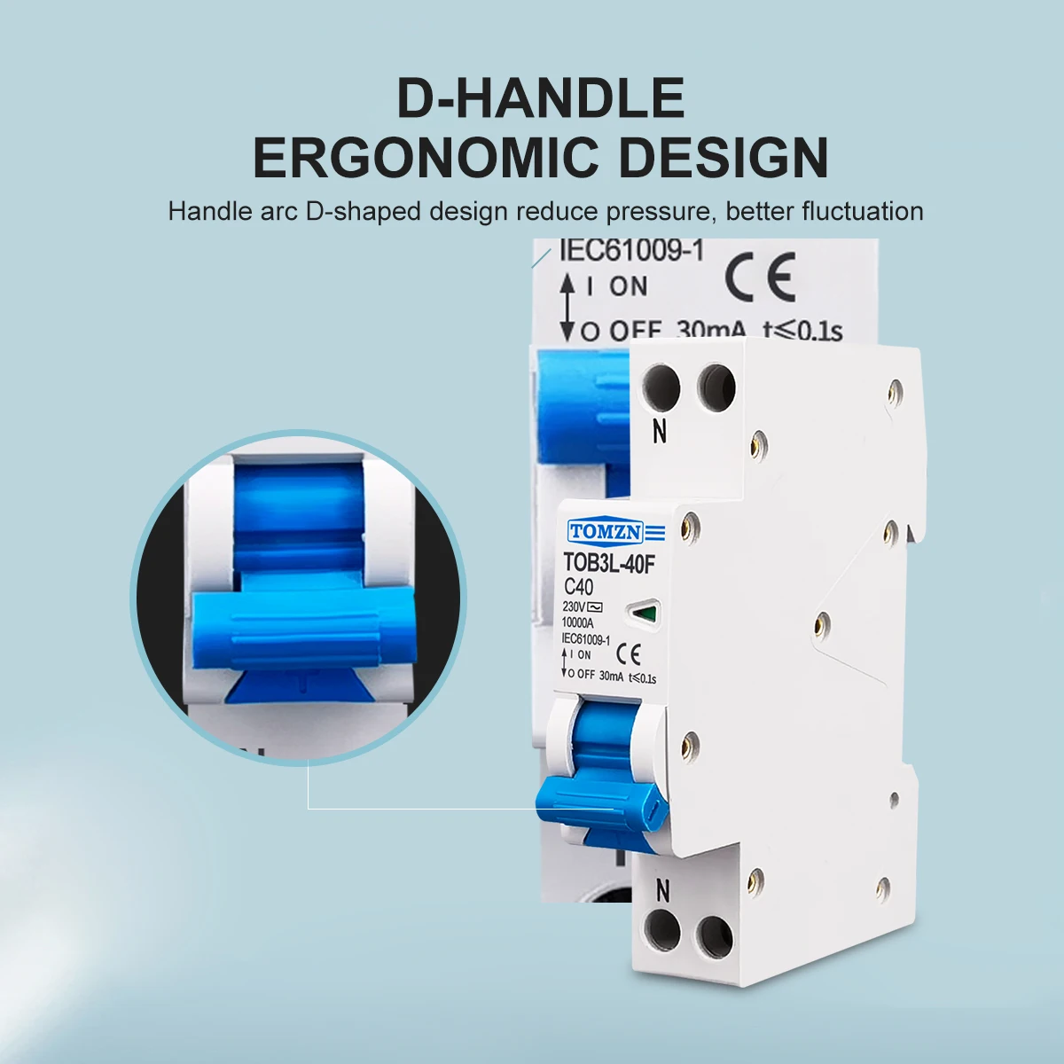 AC type 230V 50/60Hz RCBO 1P+N 10KA Residual current differential automatic Circuit breaker with over current Leakage protection