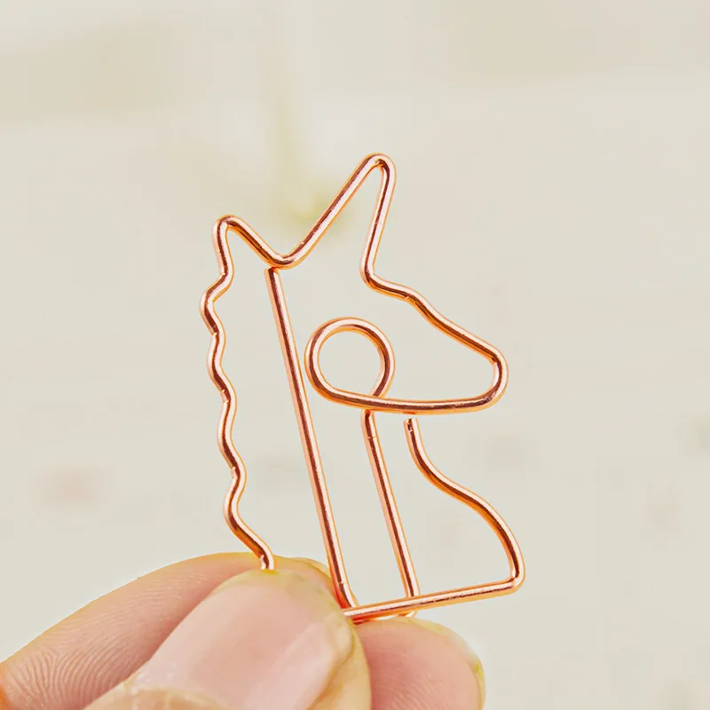 Cartoon Animal Metal Paper Clip Rose Gold Horse Head Shaped Paper Clips Wholesale Creative Paperclip Gold Personalized Bookmark