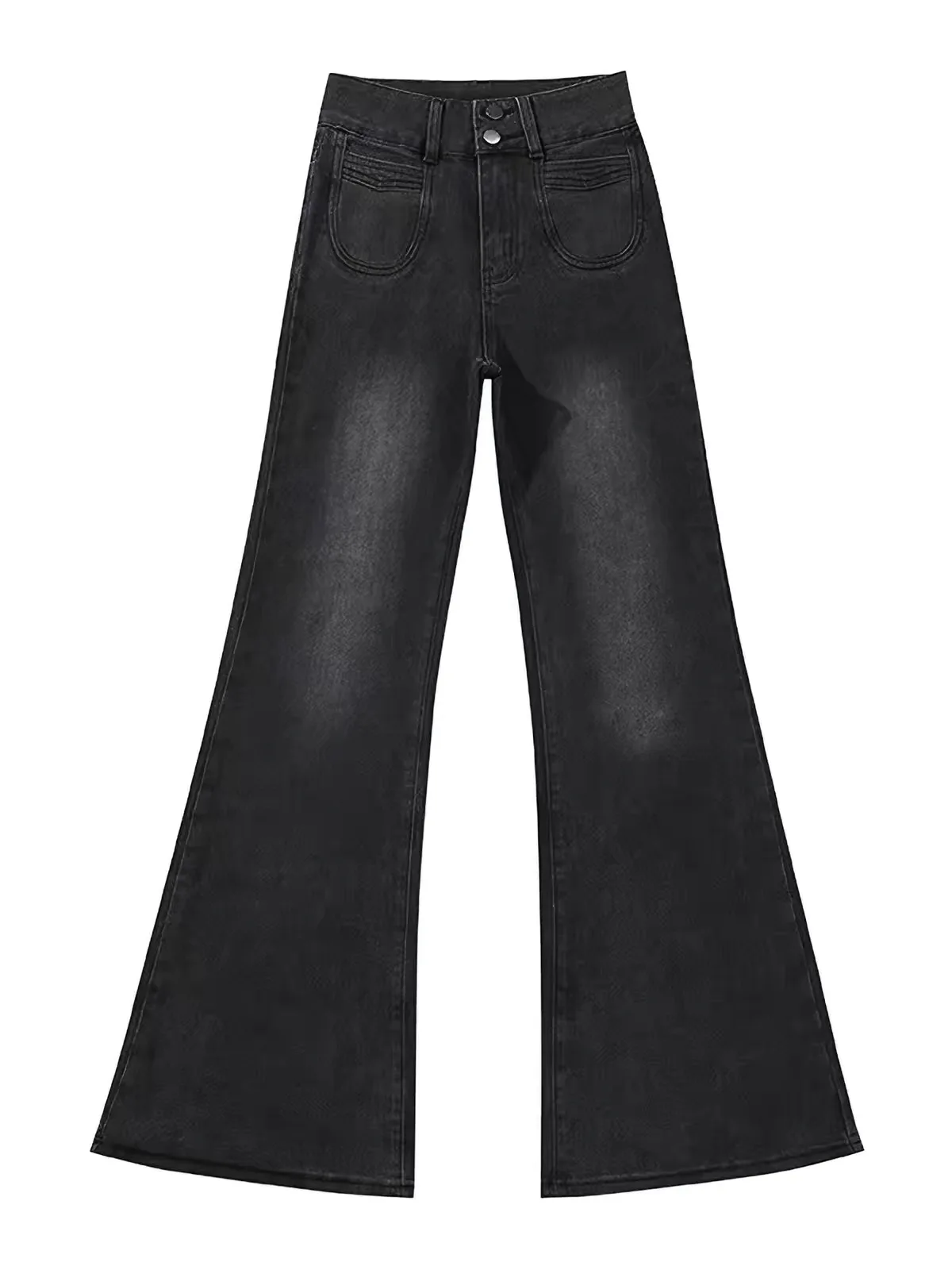 Loose Wide Leg Jeans High Waist Straight Cut Casual Style for Big Kids Floor Length Draped Feel Bootcut Pants Black Grey