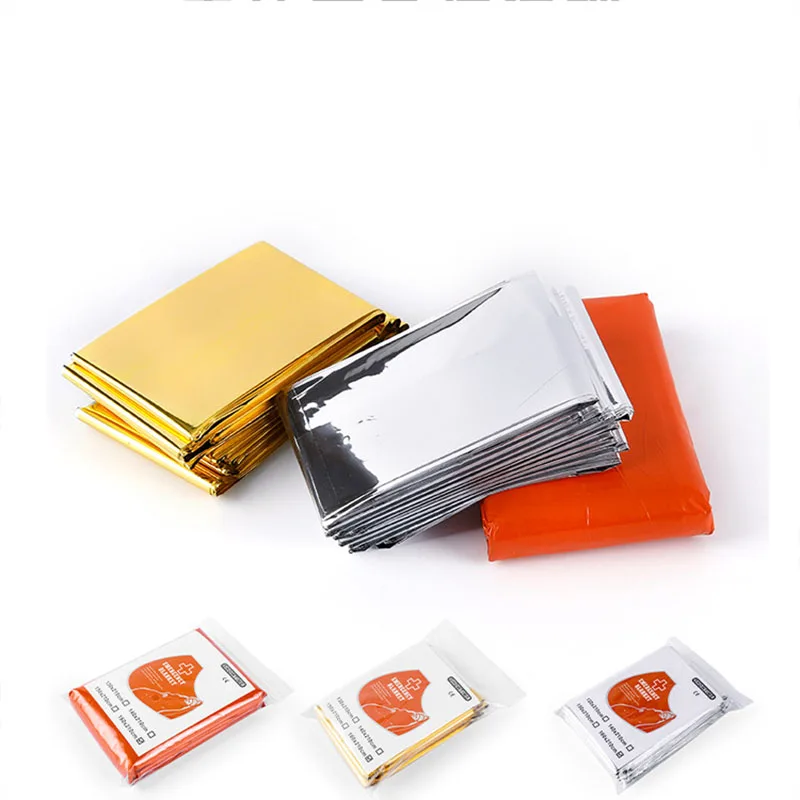 

2pcs Foil Emergency Rescue Heat Preservation Blankets For Outdoor Camping Hiking Safety Survial Tool Waterproof First Aid Kits