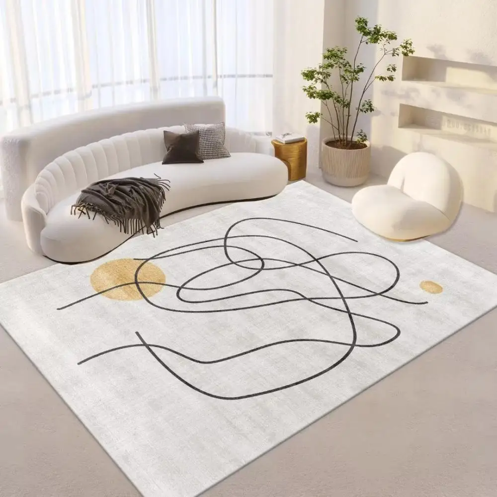 

VIKAMA Simple Lines Living Room Carpet Home Large Size Sofa Coffee Table Mat Girls Bedroom Bed Blanket Cloakroom Decoration