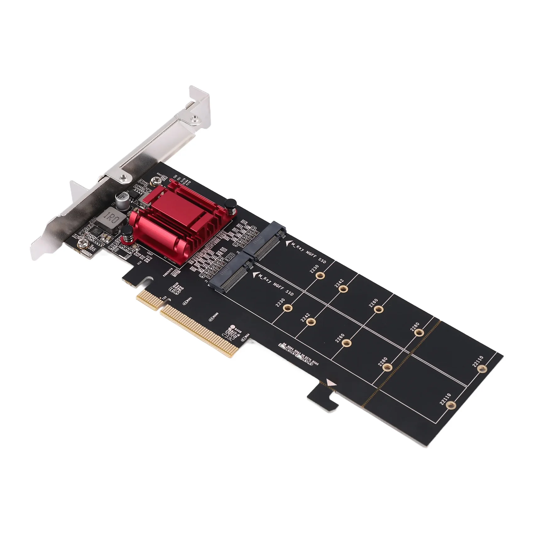 Adattatore PCIe doppio NVMe, SSD NVMe M.2 a PCI-E 3.1 X8/X16 Supporto scheda M.2 (chiave M) SSD NVMe 22110/2280/2260/2242