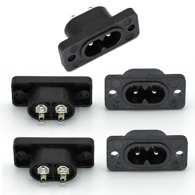5/10 szt. Gniazdo zasilania C8 męskie, wtyk żeński, gniazdo zasilania do wbudowania, złącze elektryczne AC 2.5A 250V, gniazdo w kształcie ósemki 35mm*15mm