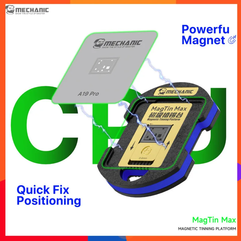 

Магнитная паяльная платформа и 75 стальных сетчатых трафаретов MECHANIC MagTin Max для пайки процессоров Qualcomm/Exynos/MTK/iPhone