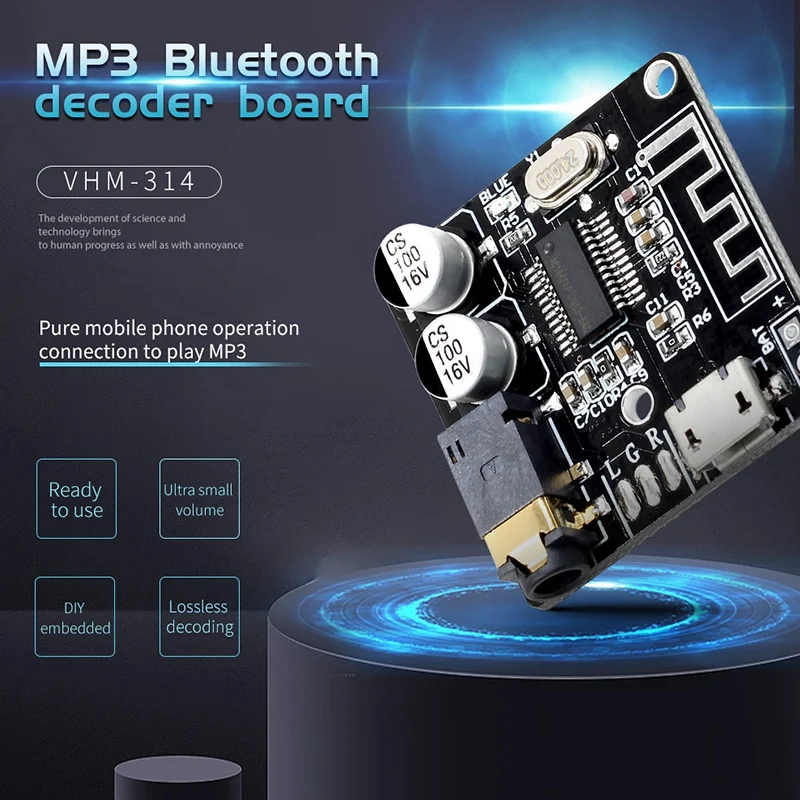 VHM-314 Bluetooth Audio Receiver Board Bluetooth 5.0 Mp3 Lossless Decoder Board Wireless Stereo Music Module 10Pcs