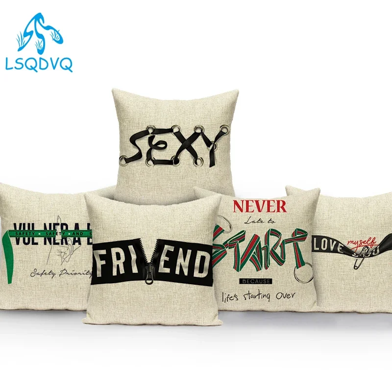 Nordic Style Decorative Pillow Covers Case Letter Friend Never Start Polyester Sofa Home Cushion Cover For Living Room