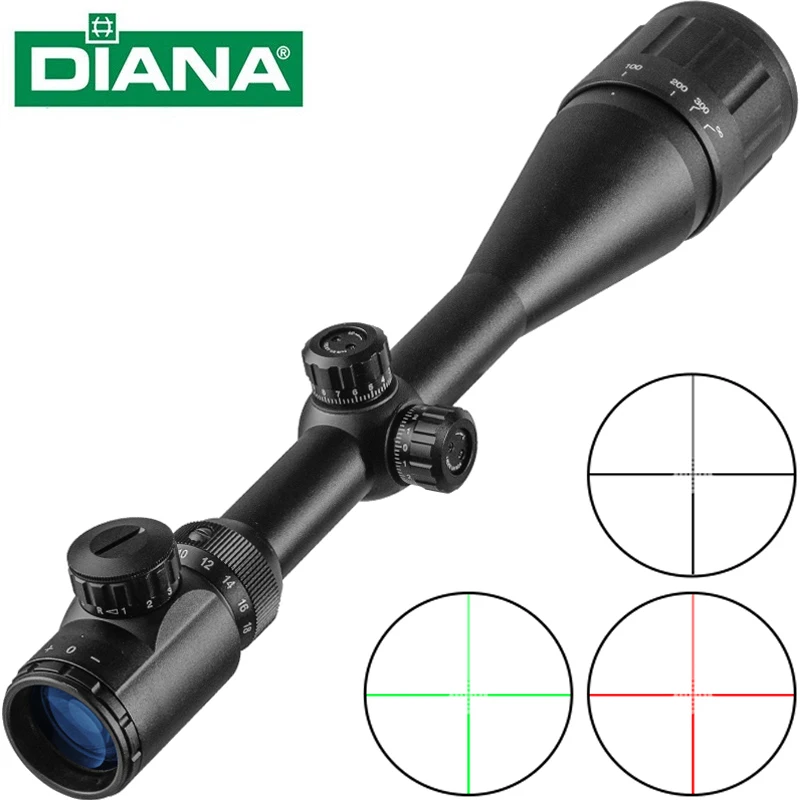 DIANA AOE 4.5-18X50 Riflescope Adjustable Green Red Dot Cross Sight Hunting Scope Light Reticle Optical Tactical Scopes