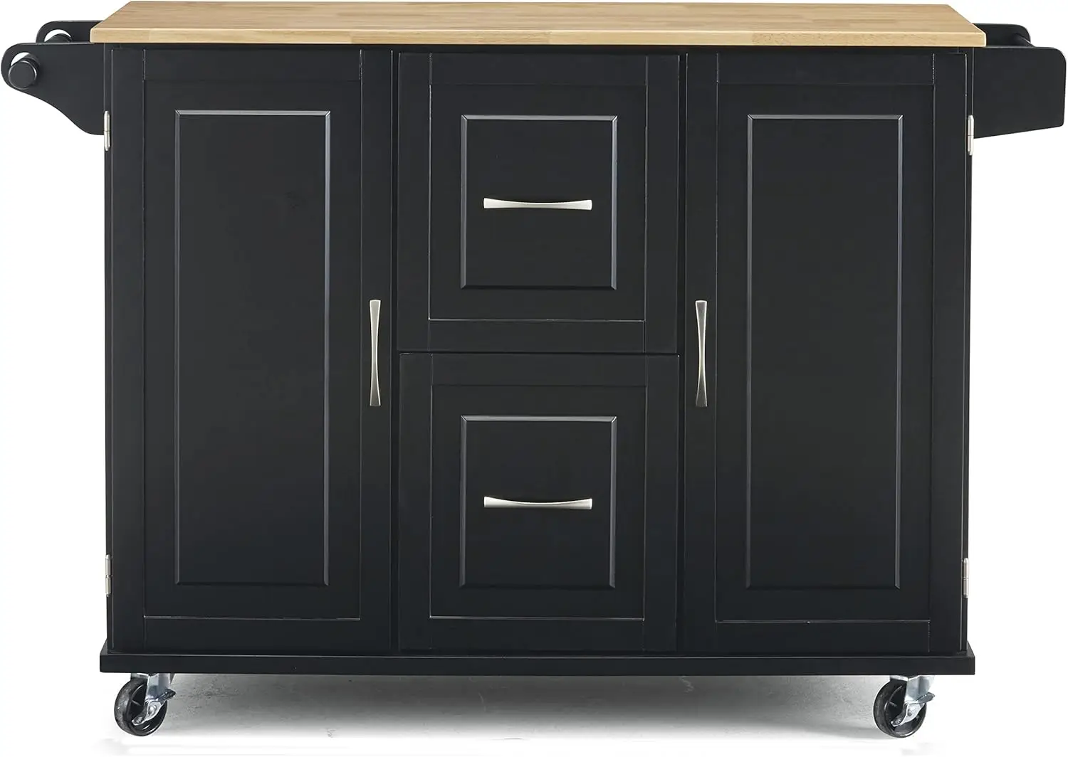 Dolly Madison Black Kitchen Cart with Hardwood Drop Leaf 45